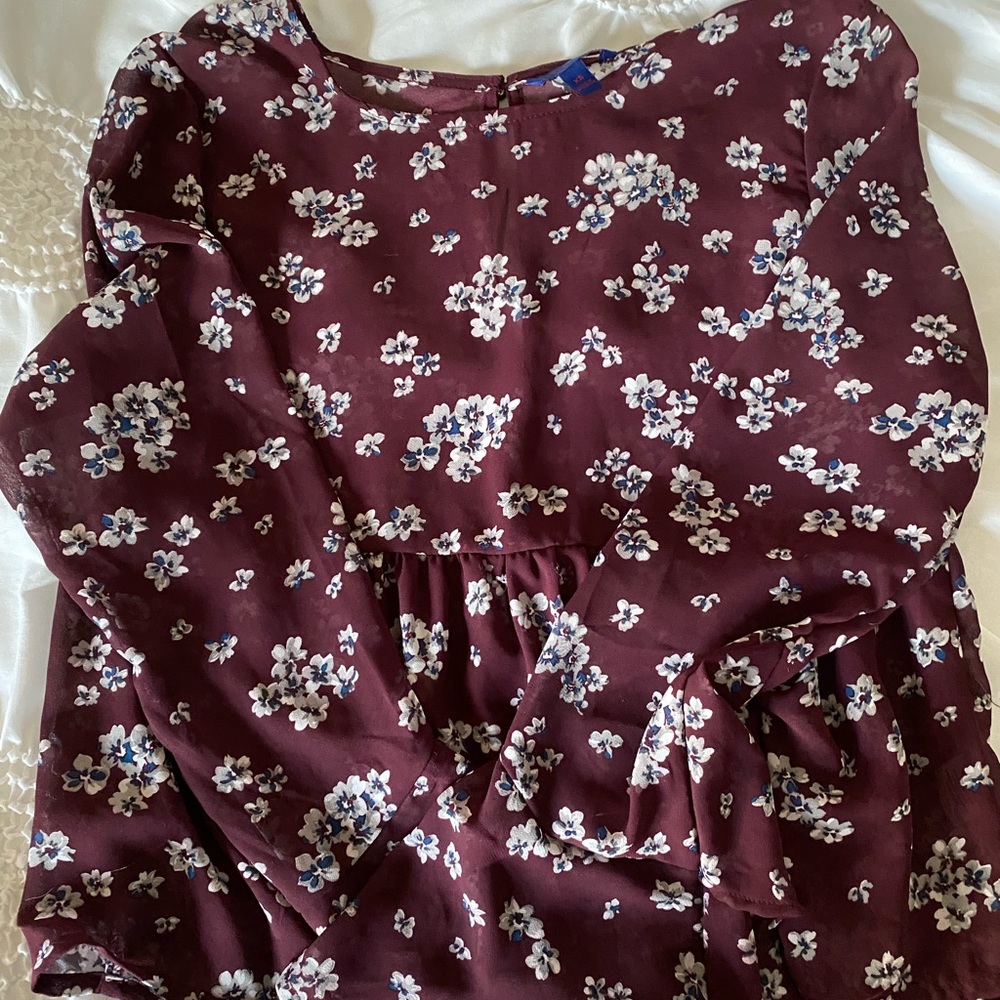 Floral Maroon Aeropostale Blouse